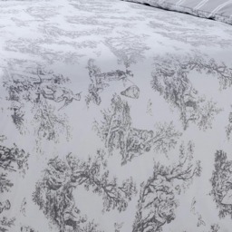 Velosso Toille Printed Cotton Blend Duvet Cover and Pillowcase Set Grey King