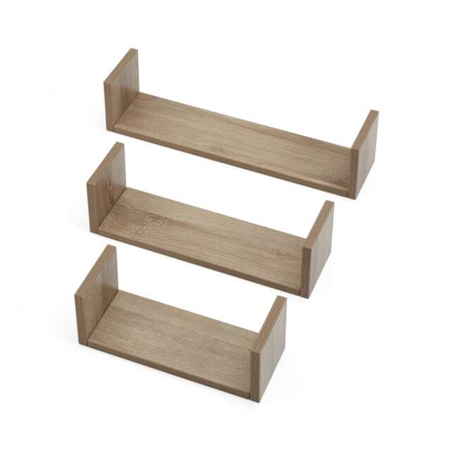 Tutti Bambini Set of Three U-Shaped Wall Shelves - Oak