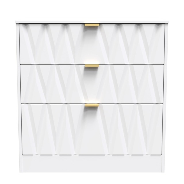 Washington 3 Drawer Deep Chest of Drawers in White Matt (Ready Assembled) White White Matt