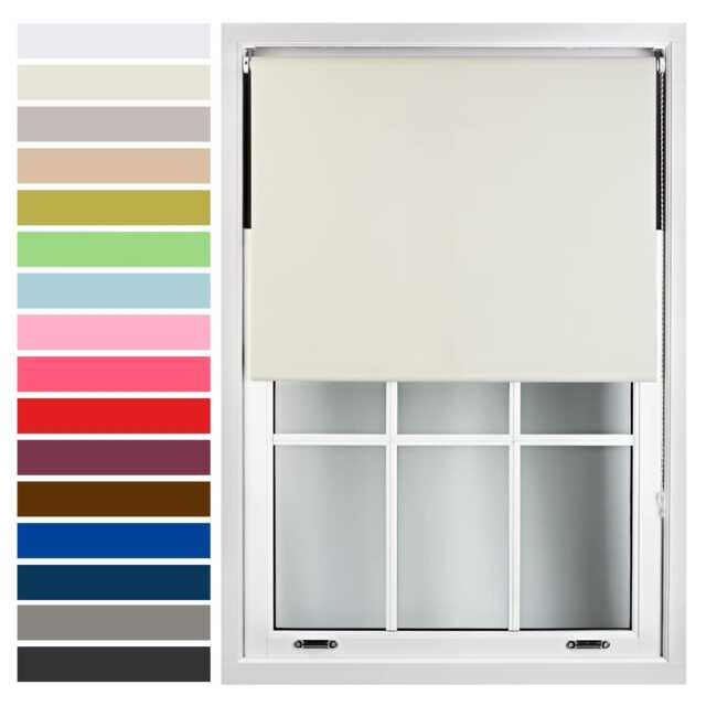 FURNISHED Roller Blind Made to Measure Blackout Fabric with Metal Fittings Easy Fit Cream Cream (W) 60cm x (L) 210cm