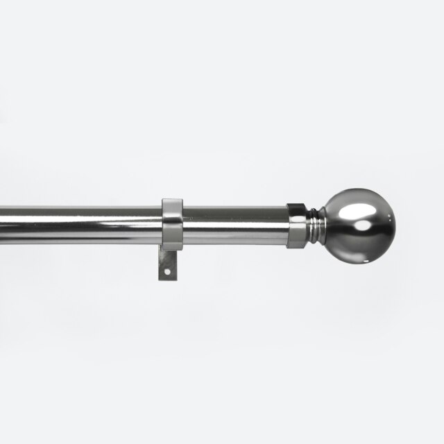 Metal Eyelet Extendable Curtain Pole, Ball Finials 70-120cm Chrome Polished Chrome
