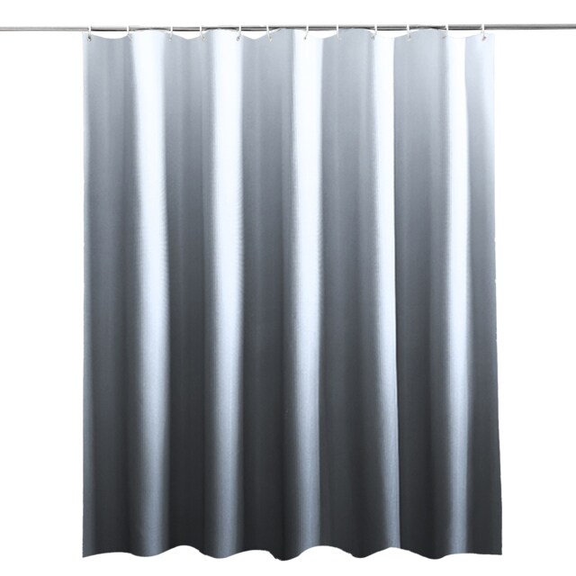 Grey & White Gradient Polyester Shower Curtain with 12 Hooks - 180x180cm