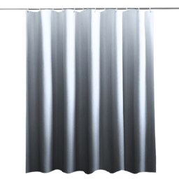 Grey & White Gradient Polyester Shower Curtain with 12 Hooks - 180x180cm
