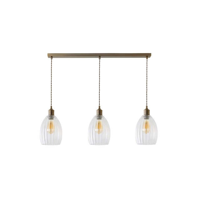 ValueLights Cheltenham Brushed Brass 3 Drop Diner Ceiling Light Bronze