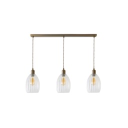 ValueLights Cheltenham Brushed Brass 3 Drop Diner Ceiling Light Bronze