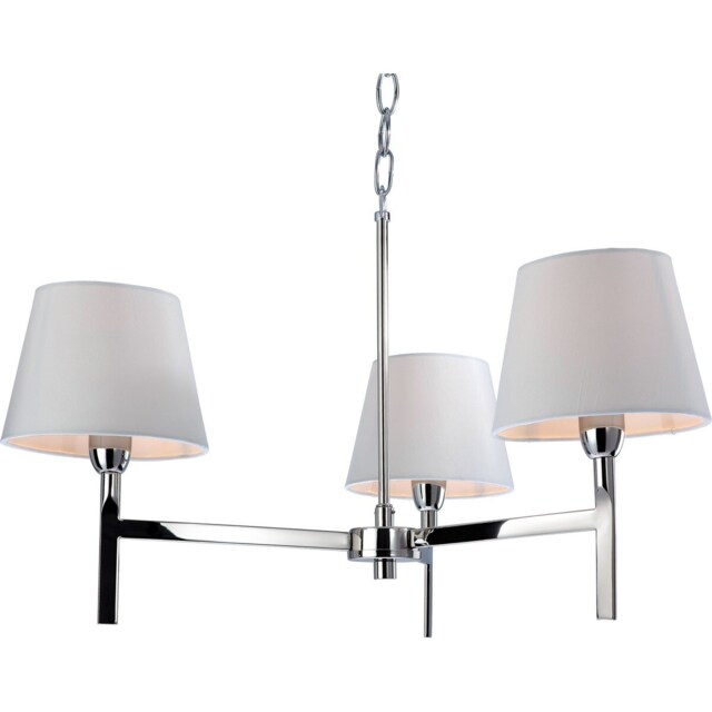 Transition 3 Light Multi Arm Ceiling Pendant Light Polished Stainless Steel, Cream, E14