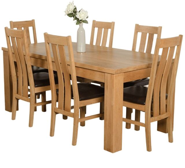 Dakota 182 x 92cm Oak Large Dining Table and 6 Princeton Chairs Brown Brown