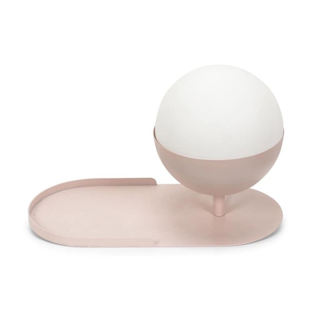 ValueLights Marlow Blush Pink Plug in Wall Light Shelf and Globe Shade