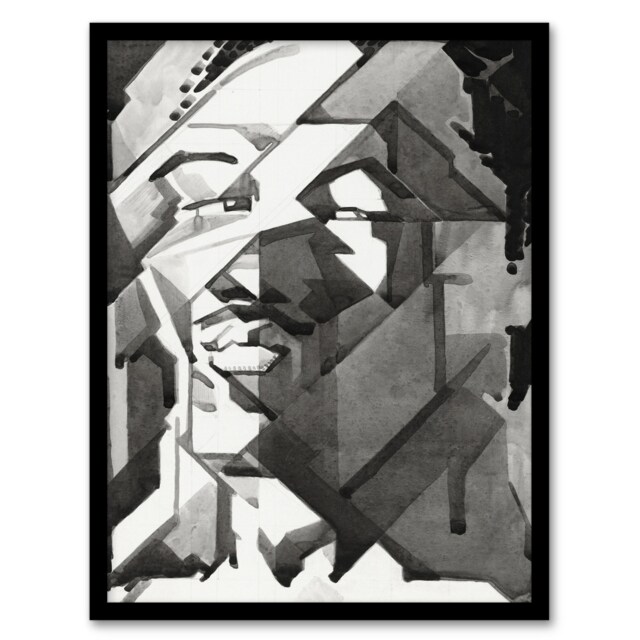 Reijer Stolk Self Portrait Abstract Cubist Painting Framed Wall Art Print A4