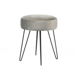 OHS Matte Velvet Hairpin Foot Rest Dressing Table Vanity Stool Seat - Charcoal