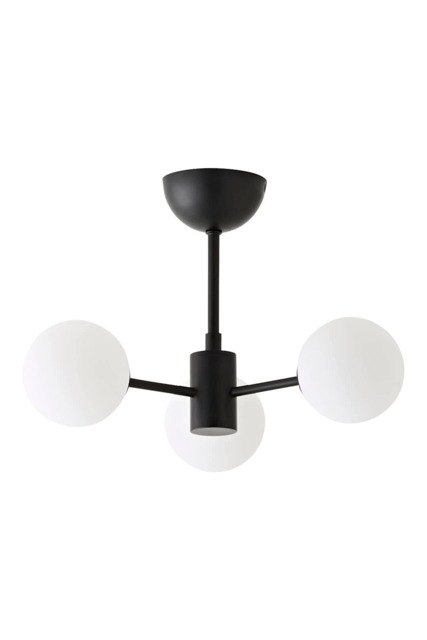 ValueLights Marlow Frosted Glass Black 3 Way Ceiling Light and Bulbs