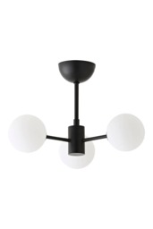 ValueLights Marlow Frosted Glass Black 3 Way Ceiling Light and Bulbs