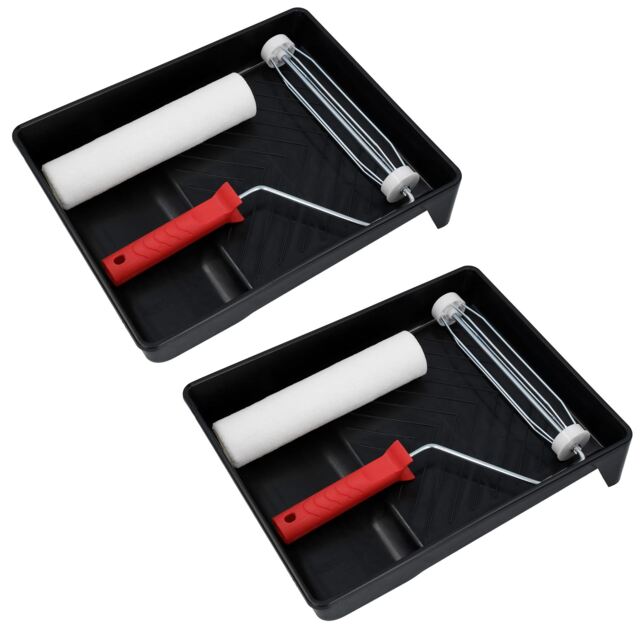 9” 230mm Large Painting Paint Roller Tray + Thermal Bonded Sleeve For Gloss 2pk