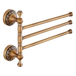 Antique Brass Bathroom Rotatable Towel Holder Triple Bar Rail 3-Tier Hanger