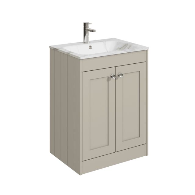 Balterley Floor Standing 2 Door Unit with Stone Basin 1 Tap Hole - Set B Grey 800 x 600 x 453mm