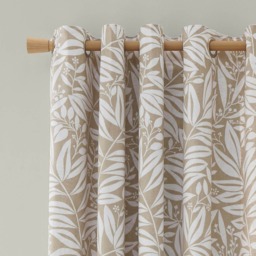 Catherine Lansfield Sorrel Leaf 66x90 Inch Fully Reversible Eyelet Curtains Natural