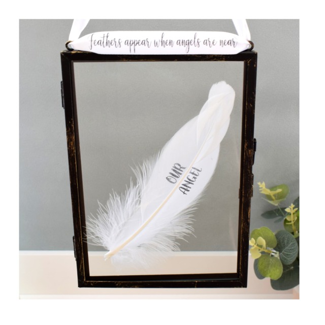 Our Angel In Memory of Real feather Floating Picture Frame. Memorial