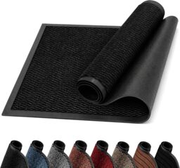 Door Mat, 60 x 90cm Anti-Slip Rubber Backed Doormat, Absorbent Dirt Trapper Indoor & Outdoor Floor Mat, Washable Front Door Mat for Entryway, Hallway, Kitchen & Patio, Anthracite