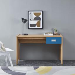 Computer Desk Storage Drawer Oak Effect Home Office Furniture Workstation Blue