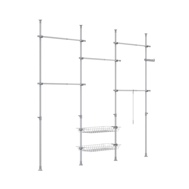 "SoBuy Adjustable Walk-in Wardrobe with 2 Baskets, Gray, 78.7""–116.1"" H × 33.5"" W × 24.4""–44.5"" D, 9.5 kg - KLS04-II-HG"