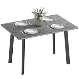 HOMCOM Modern Rectangular Dining Table with Metal Legs Indoor, Dark Grey