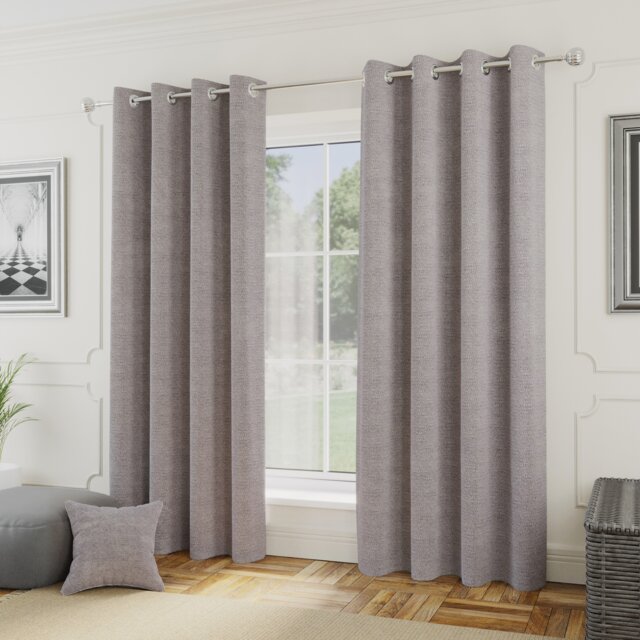 Enhanced Living Royale Silver Room Darkening Boucle Readymade Curtains (PAIR) - 66 x 72 inch (168x183cm) Silver Silver 2