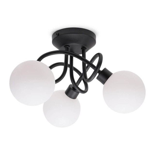 ValueLights Velika Black 3 Way Opaque Flush Ceiling Light Black