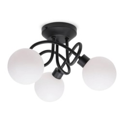 ValueLights Velika Black 3 Way Opaque Flush Ceiling Light Black