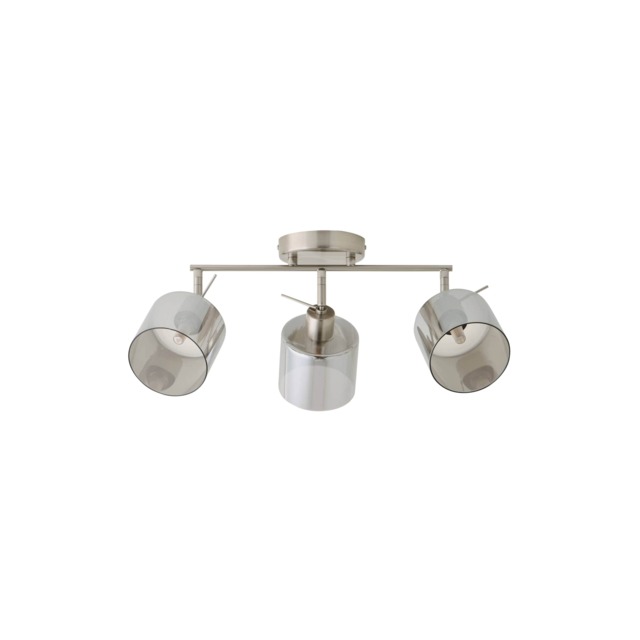 ValueLights Demi Chrome Smoke Glass 3 Way Bar Ceiling Light and Bulbs