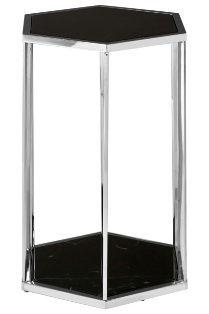 Black And Silver End Table,Small Side Table By Couch,Settee Side Table,Black Marble Top Sofa Side Table Black