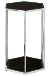 Black And Silver End Table,Small Side Table By Couch,Settee Side Table,Black Marble Top Sofa Side Table Black