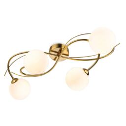 Elba 4 Light Flush Ceiling Fitting Brushed Brass with Opal White Glass 4xG9