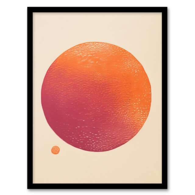 Orange Sun Abstract Minimalism Amber Home Decor Black Framed Wall Art Print A4