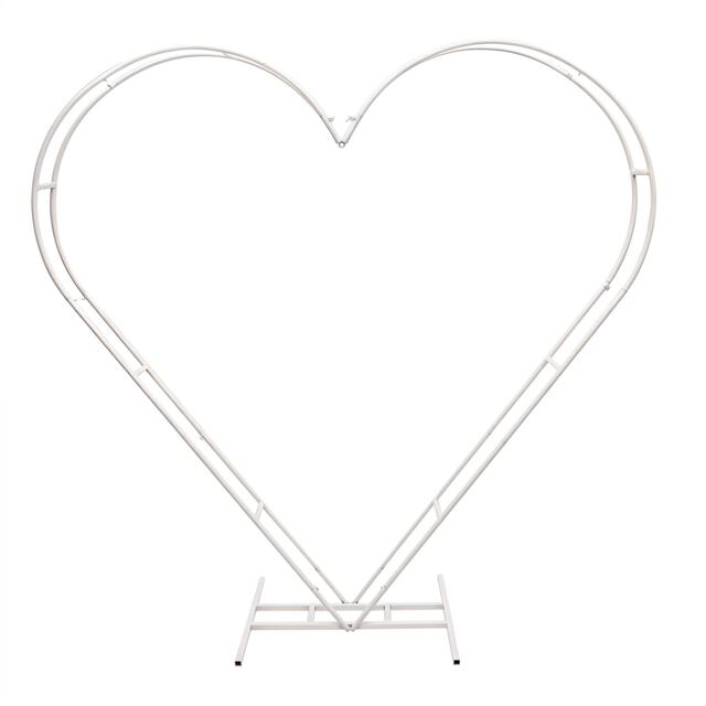 Dual Heart Arch Stand Party Decoration Balloon Metal Frame - 210x200x60CM