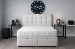 End Opening Ottoman Divan Bed Set White Plush 4ft Small Double