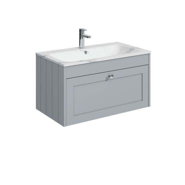 Balterley Wall Hung 1 Drawer Unit with Stone Basin 1 Tap Hole Grey 431 x 800 x 453mm