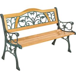 Garden Bench Kathi - 2-seater, wood, cast iron, 124 x 60 x 83 cm Brown brown 1