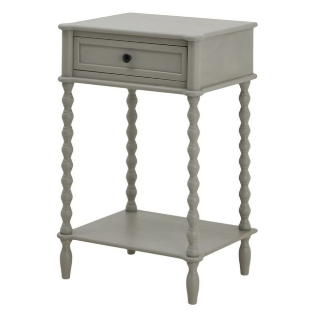 The Camden Collection One Drawer Side Table - Wood - L38 x W50 x H75 cm - Grey Grey
