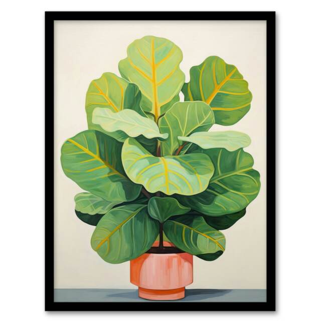 Full Bodied Fiddle Leaf Fig Watercolour Home Decor Black Framed Wall Art Print A4