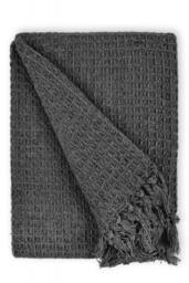 "Waffle Collection Recycled Cotton Throw in Charcoal (70"" x 100"")"