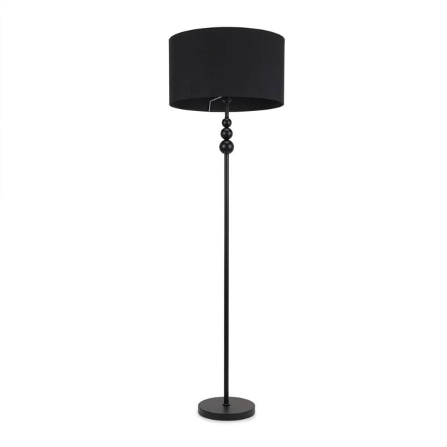 ValueLights Marissa Black Shade with Black Stacked Ball Floor Lamp Black