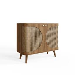 Sorrel Rattan Compact Sideboard Brown Oak