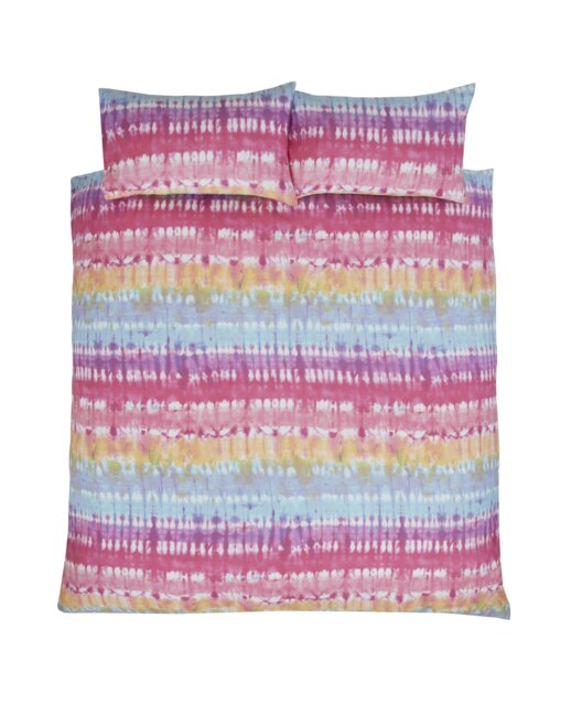 Tie Dye Polycotton Reversible Duvet Cover Set with Pillowcase Multi King 1