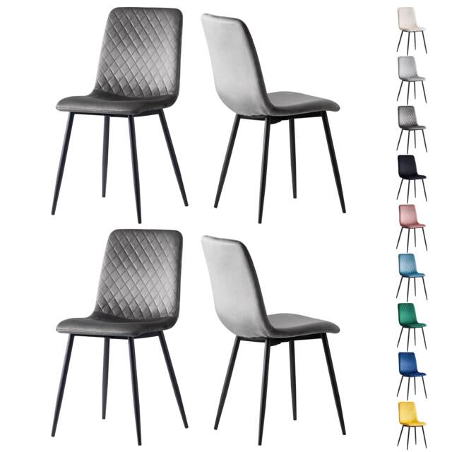 Dining Chairs Velvet Fabric Lexi Set of 4 Grey by MCC