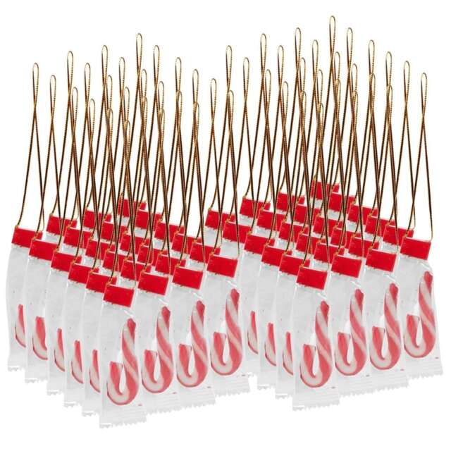 24 Hanging Candy Canes Christmas Tree Decorations Strawberry Sweets Gluten Free Red Red & White 48