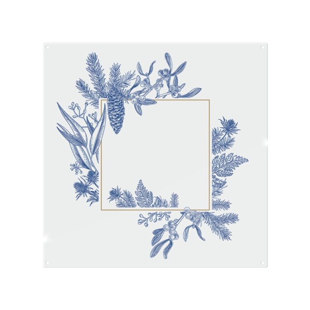 Christmas Holiday Frame With Pine Branches Splash Back White