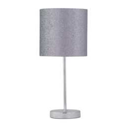 Chrome Stick Table Lamp with Grey Glitter Shade Chrome Grey Medium 1