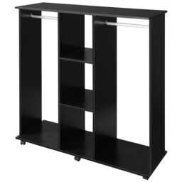 Open Wardrobe Clothes Rail With Storage Shelves on Wheels Black