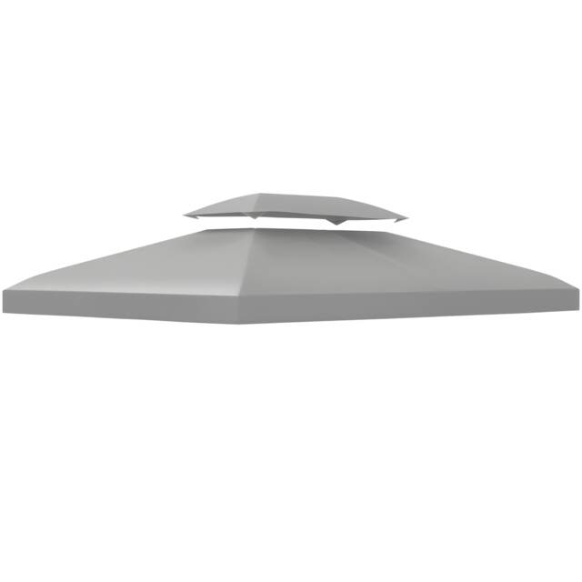 Outsunny 3x4m Gazebo Canopy Replacement, 2 Tier Top Roof UV Cover Garden Patio Outdoor Sun Awning Shelters, Light Grey TOP COVER ONLY