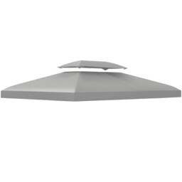 Outsunny 3x4m Gazebo Replacement Roof Canopy 2 Tier Top UV Cover Light Grey